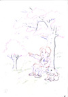 桜の下の少女と仔犬2