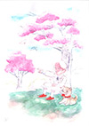 桜の下の少女と仔犬3