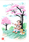 桜の下の少女と仔犬5